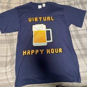 Funny Geek Computer Socializing Beer Virtual Happy hour shirt size M